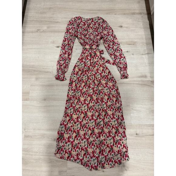 NA-KD Structured Overlap V Neck Maxi Dress Floral Print Long Sleeve Size 34 XS - Picture 7 of 12